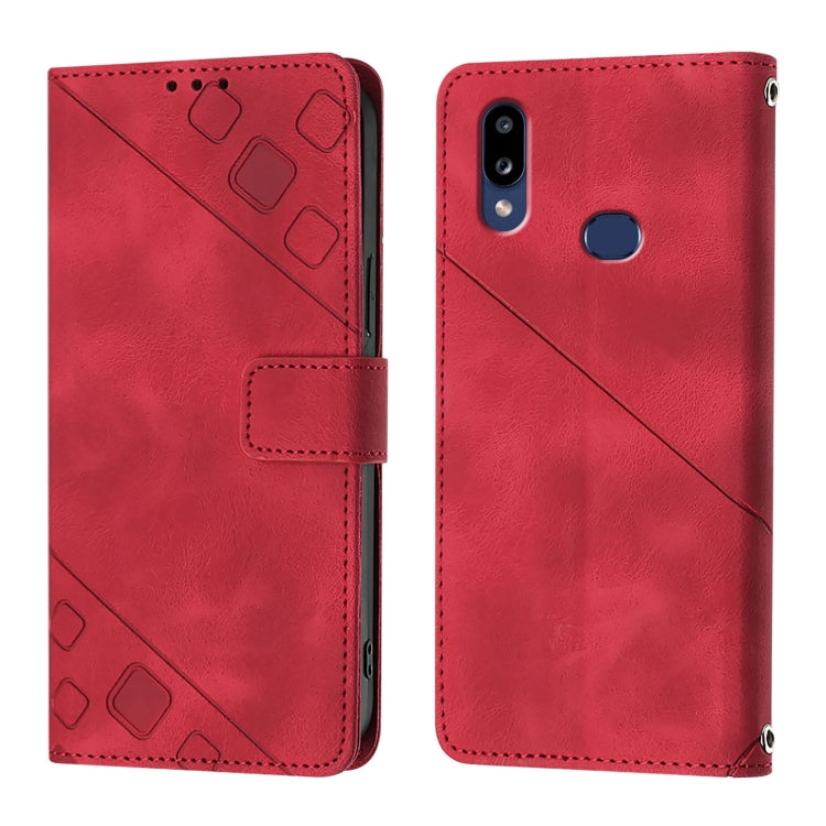 For Samsung Galaxy A10s / M01s Skin Feel Embossed Leather Phone Case