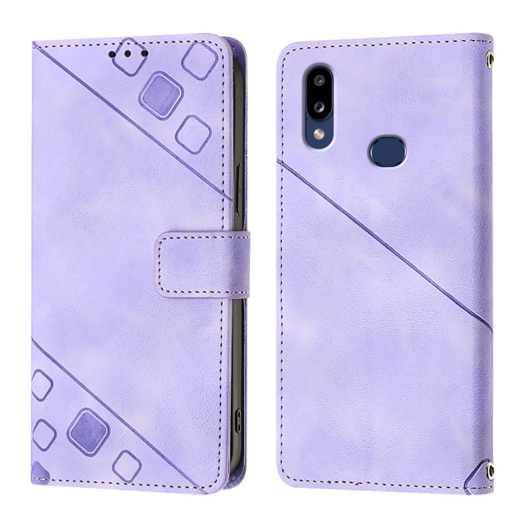 For Samsung Galaxy A10s / M01s Skin Feel Embossed Leather Phone Case