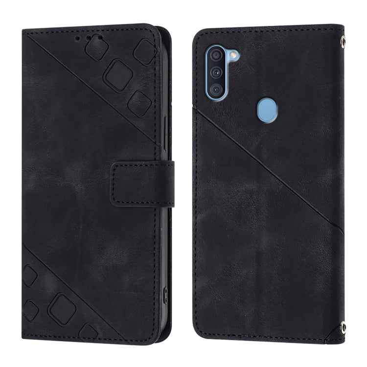 For Samsung Galaxy A11 EU Skin Feel Embossed Leather Phone Case