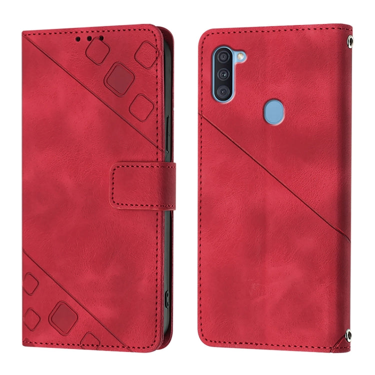 For Samsung Galaxy A11 EU Skin Feel Embossed Leather Phone Case
