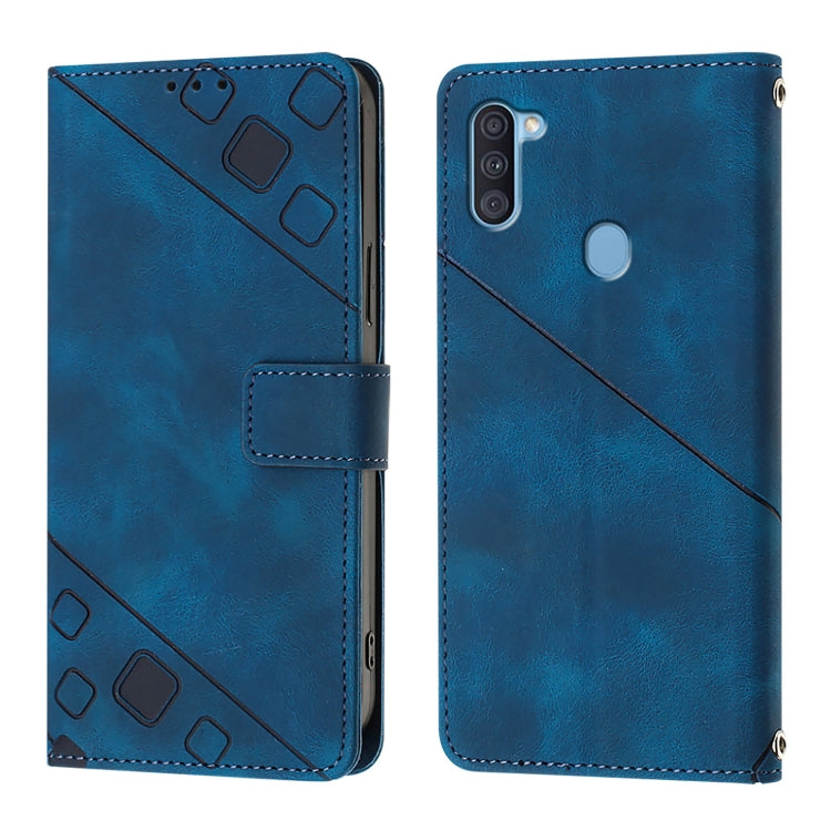 For Samsung Galaxy A11 EU Skin Feel Embossed Leather Phone Case