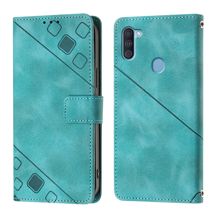 For Samsung Galaxy A11 EU Skin Feel Embossed Leather Phone Case