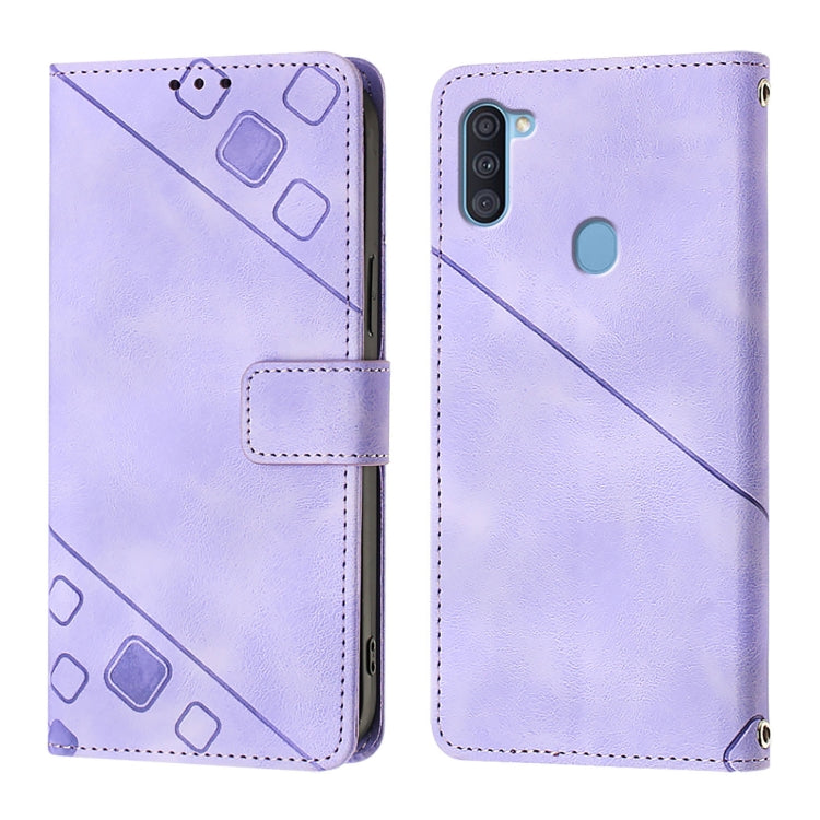 For Samsung Galaxy A11 EU Skin Feel Embossed Leather Phone Case