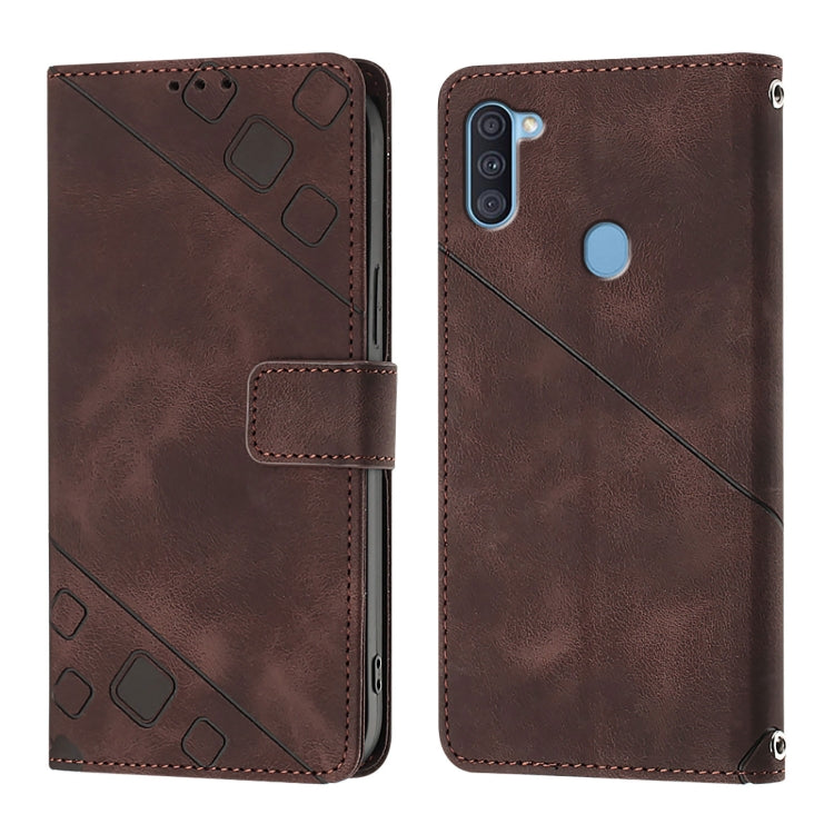 For Samsung Galaxy A11 EU Skin Feel Embossed Leather Phone Case