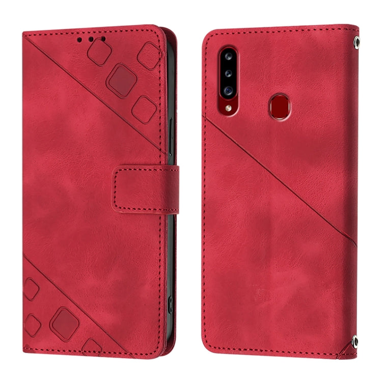 For Samsung Galaxy A20s Skin Feel Embossed Leather Phone Case