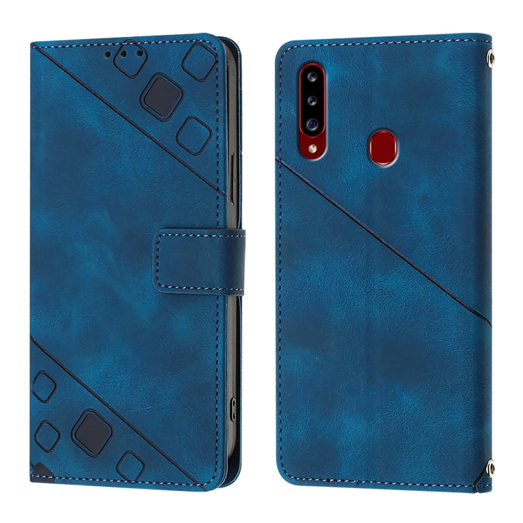 For Samsung Galaxy A20s Skin Feel Embossed Leather Phone Case