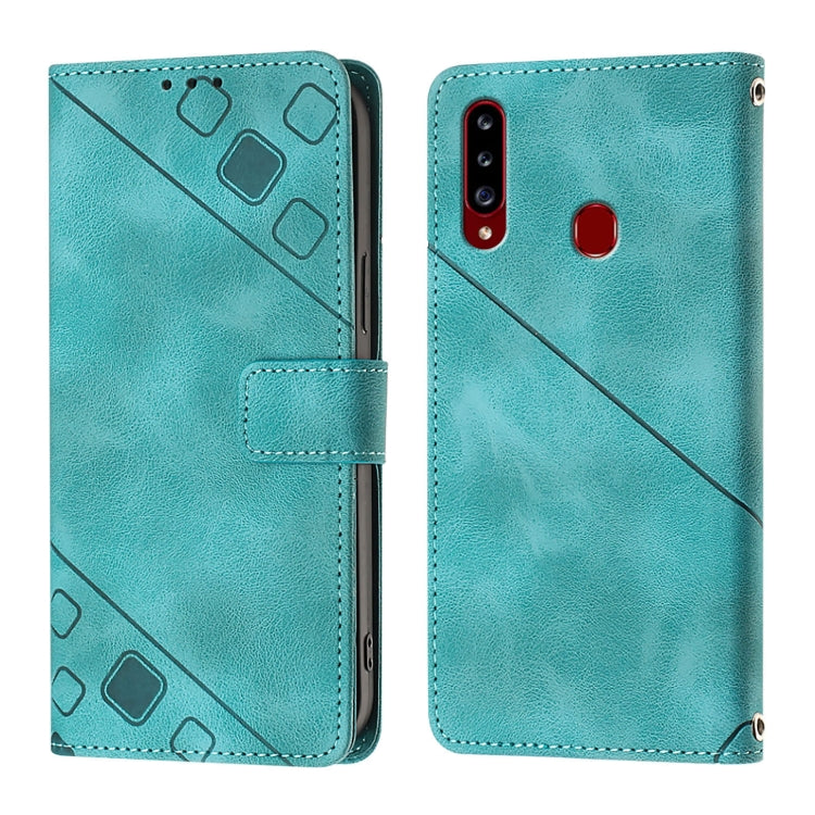 For Samsung Galaxy A20s Skin Feel Embossed Leather Phone Case
