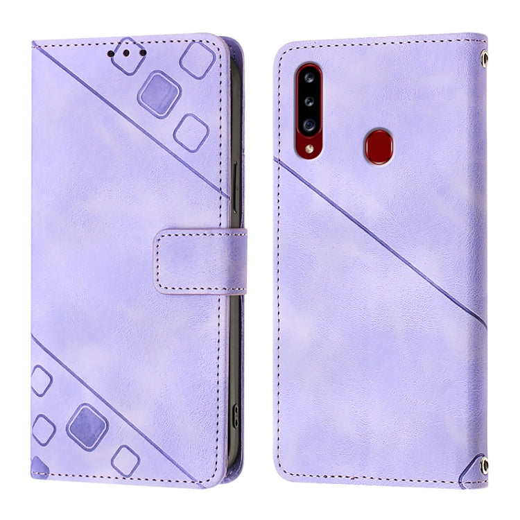 For Samsung Galaxy A20s Skin Feel Embossed Leather Phone Case