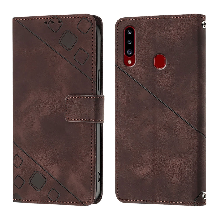 For Samsung Galaxy A20s Skin Feel Embossed Leather Phone Case