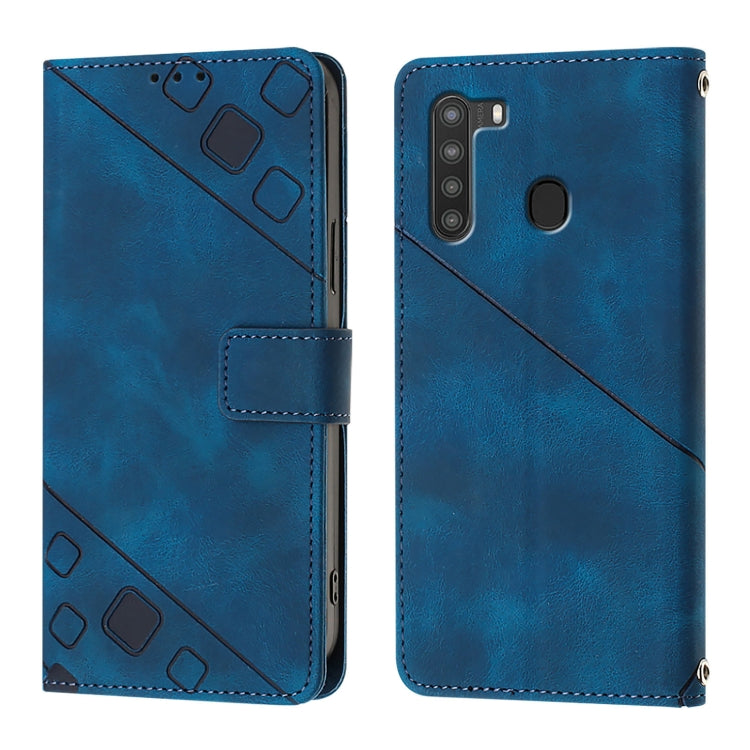 For Samsung Galaxy A21 EU Skin Feel Embossed Leather Phone Case