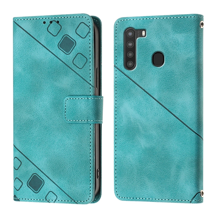 For Samsung Galaxy A21 EU Skin Feel Embossed Leather Phone Case