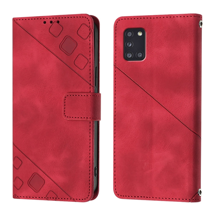 For Samsung Galaxy A31 Skin Feel Embossed Leather Phone Case