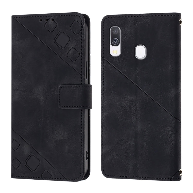 For Samsung Galaxy A40 Skin Feel Embossed Leather Phone Case