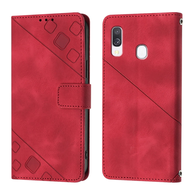 For Samsung Galaxy A40 Skin Feel Embossed Leather Phone Case