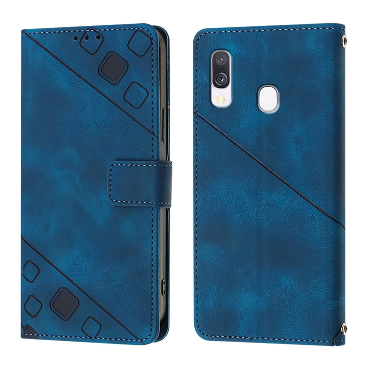 For Samsung Galaxy A40 Skin Feel Embossed Leather Phone Case