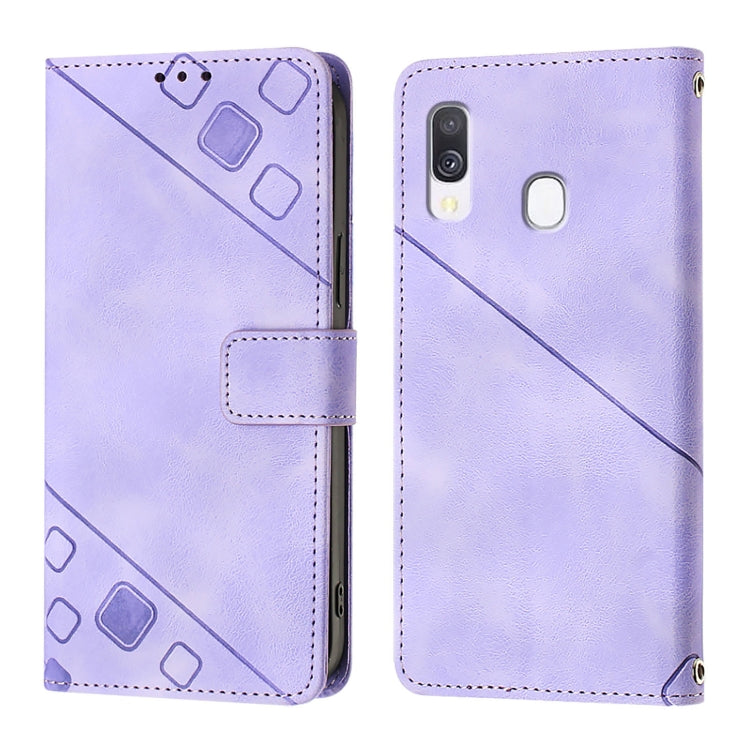 For Samsung Galaxy A40 Skin Feel Embossed Leather Phone Case