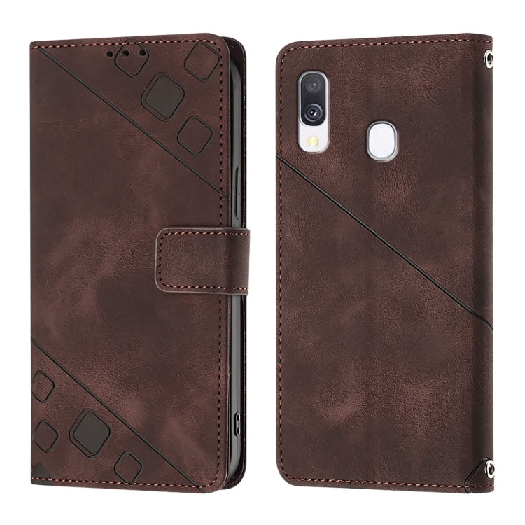 For Samsung Galaxy A40 Skin Feel Embossed Leather Phone Case