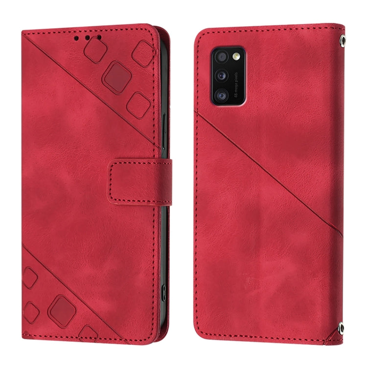 For Samsung Galaxy A41 Skin Feel Embossed Leather Phone Case