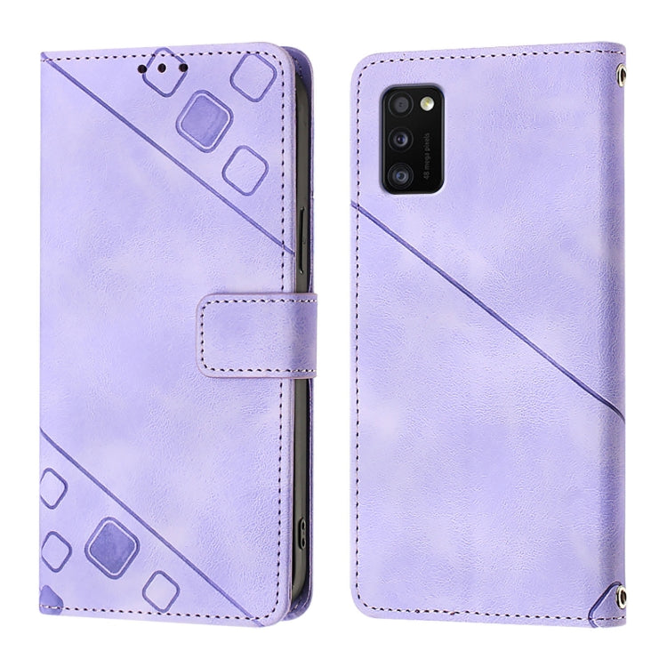 For Samsung Galaxy A41 Skin Feel Embossed Leather Phone Case