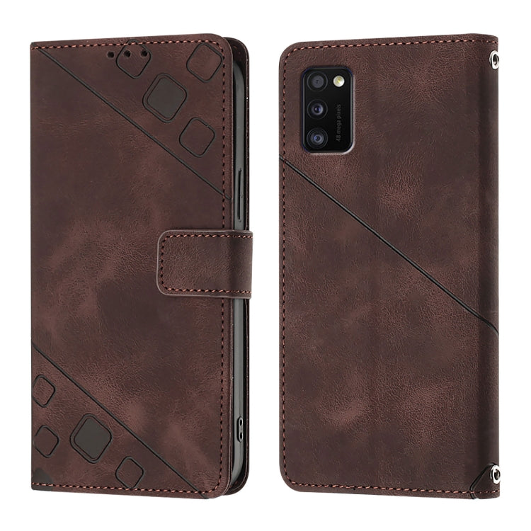 For Samsung Galaxy A41 Skin Feel Embossed Leather Phone Case