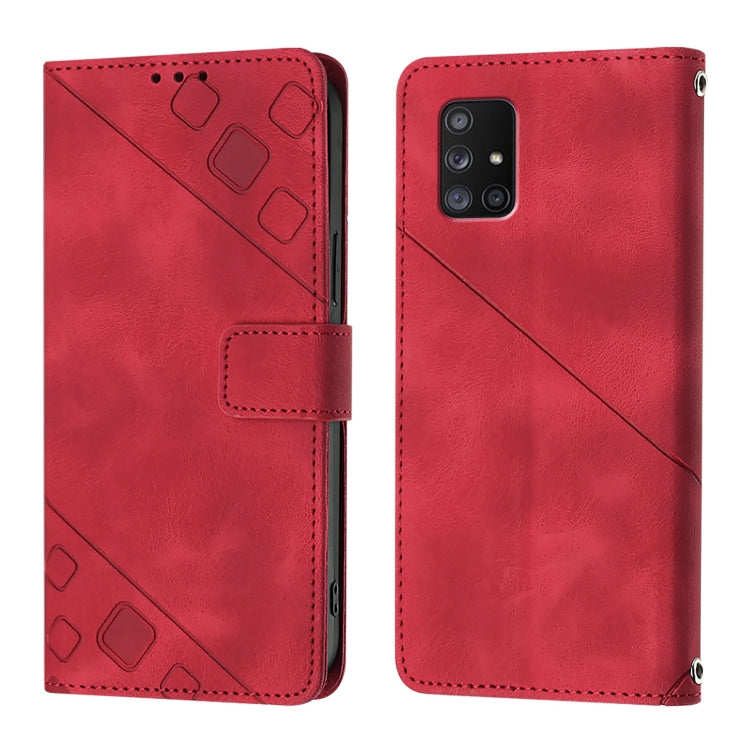 For Samsung Galaxy A71 5G Skin Feel Embossed Leather Phone Case