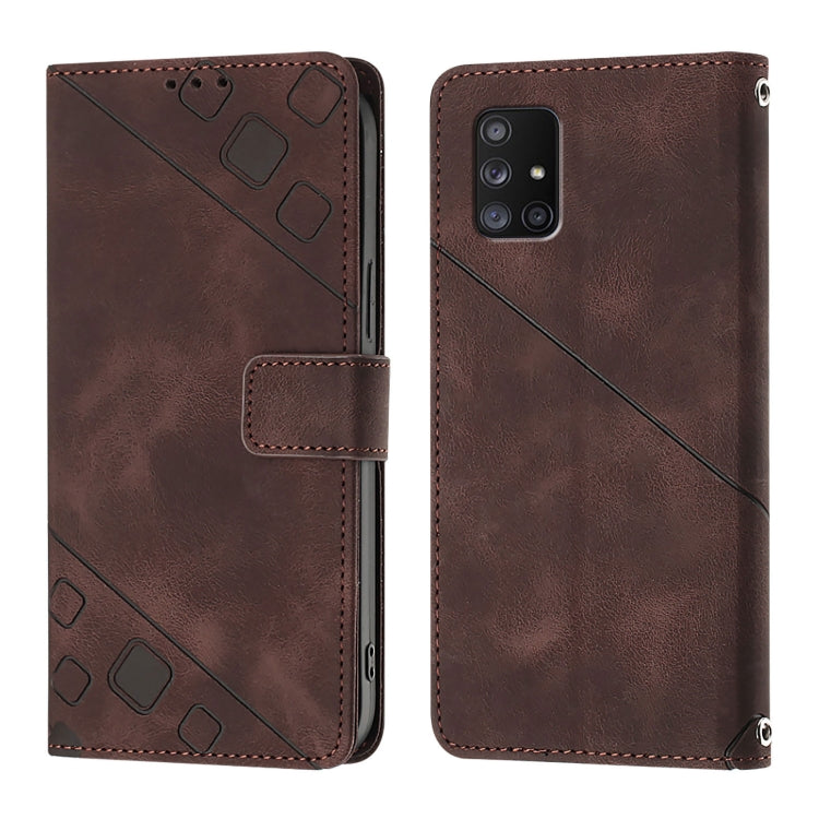 For Samsung Galaxy A71 5G Skin Feel Embossed Leather Phone Case