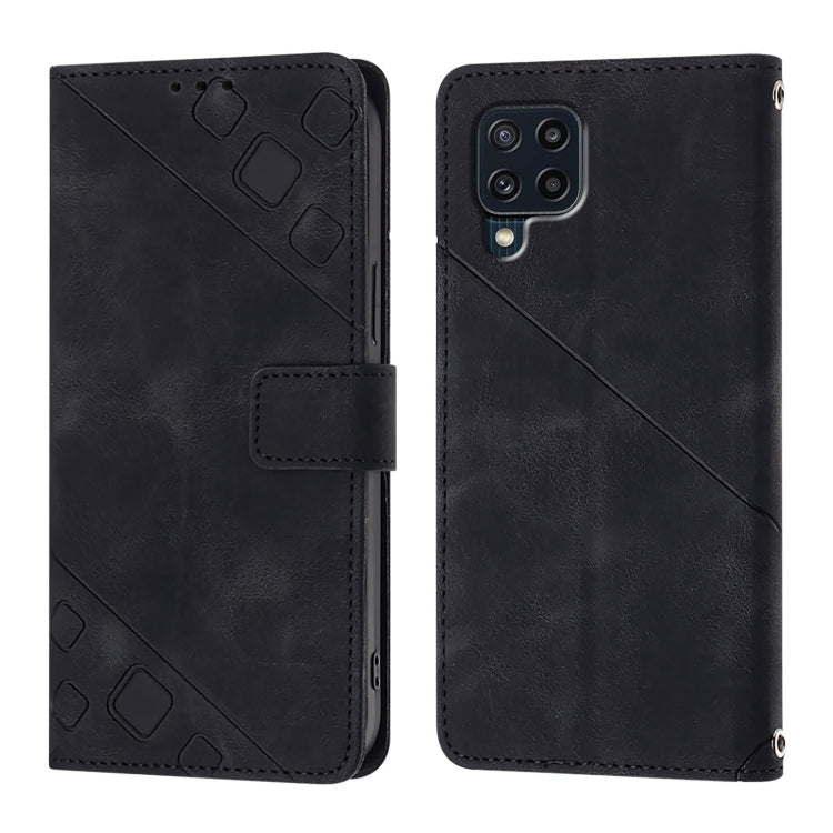 For Samsung Galaxy M22 / M32 4G Global Skin Feel Embossed Leather Phone Case