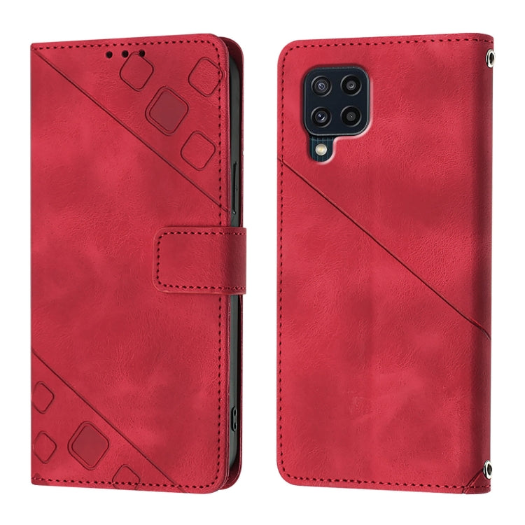 For Samsung Galaxy M22 / M32 4G Global Skin Feel Embossed Leather Phone Case