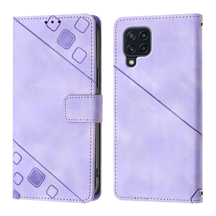 For Samsung Galaxy M22 / M32 4G Global Skin Feel Embossed Leather Phone Case