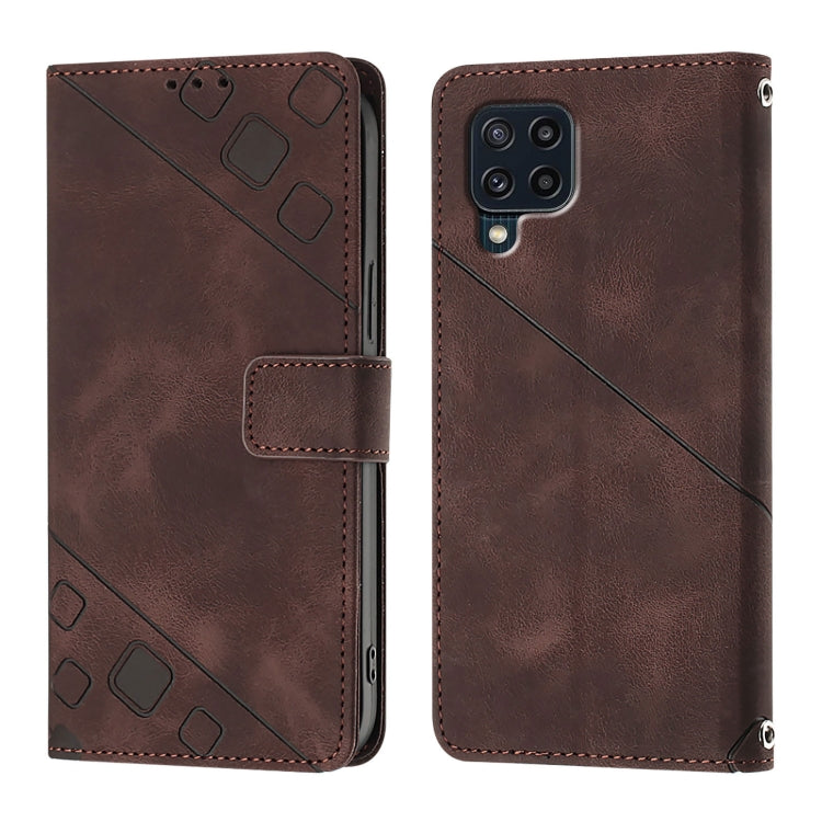 For Samsung Galaxy M22 / M32 4G Global Skin Feel Embossed Leather Phone Case