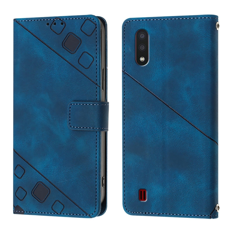 For Samsung Galaxy A01 EU Skin Feel Embossed Leather Phone Case