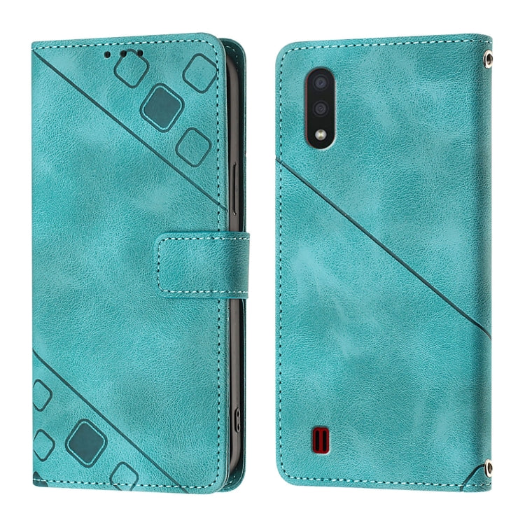 For Samsung Galaxy A01 EU Skin Feel Embossed Leather Phone Case
