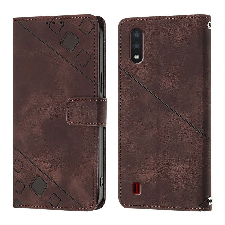 For Samsung Galaxy A01 EU Skin Feel Embossed Leather Phone Case