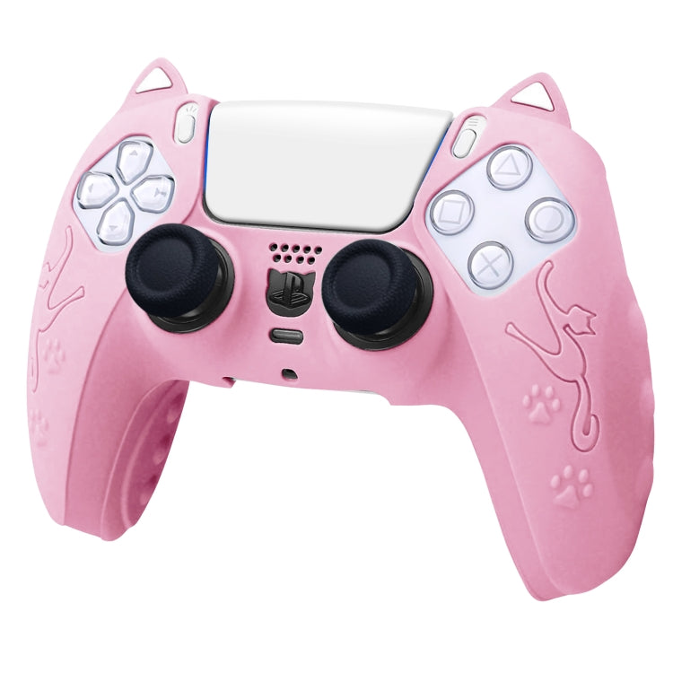 For Sony PS5 Cat Ear Shape Gamepad Silicone Protective Case