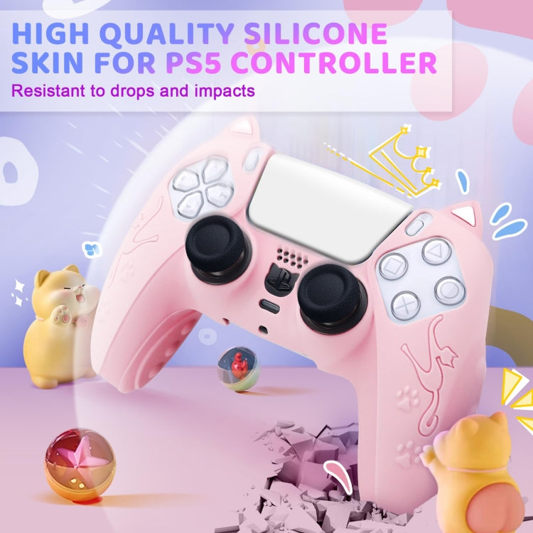 For Sony PS5 Cat Ear Shape Gamepad Silicone Protective Case