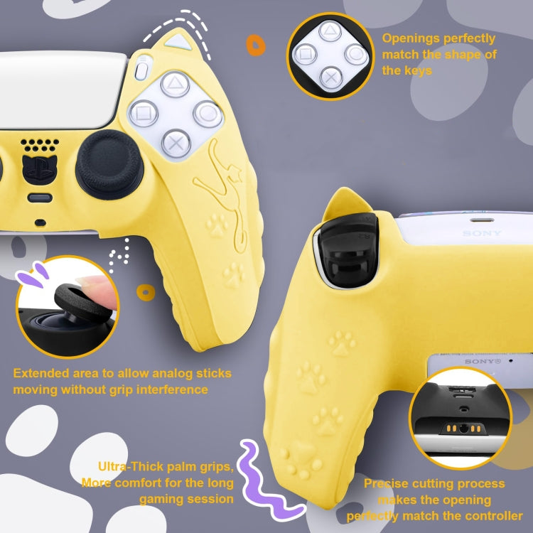 For Sony PS5 Cat Ear Shape Gamepad Silicone Protective Case