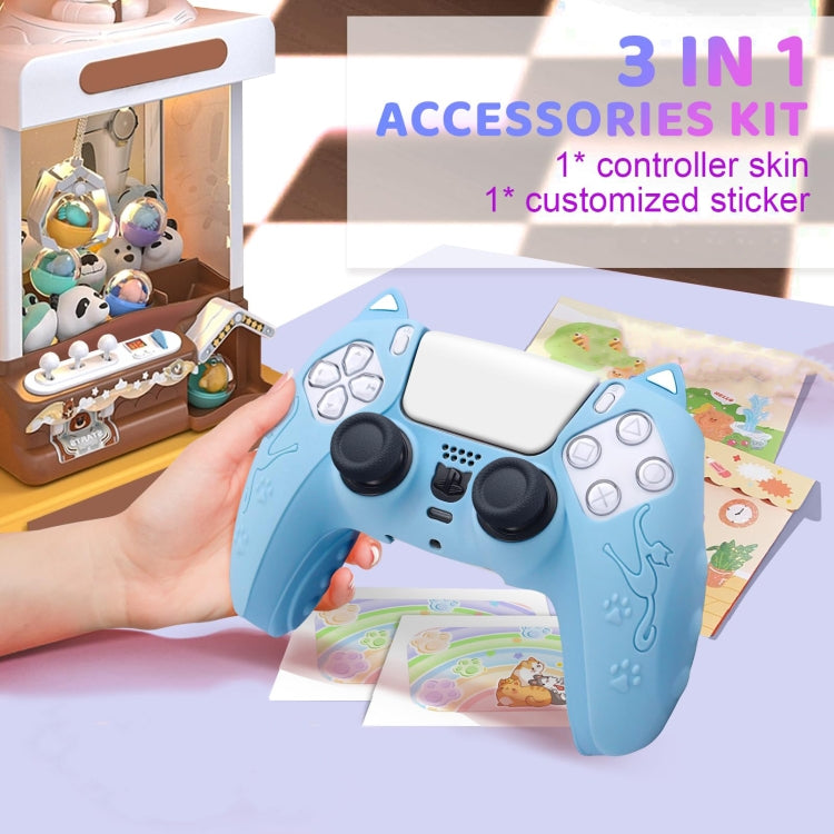 For Sony PS5 Cat Ear Shape Gamepad Silicone Protective Case