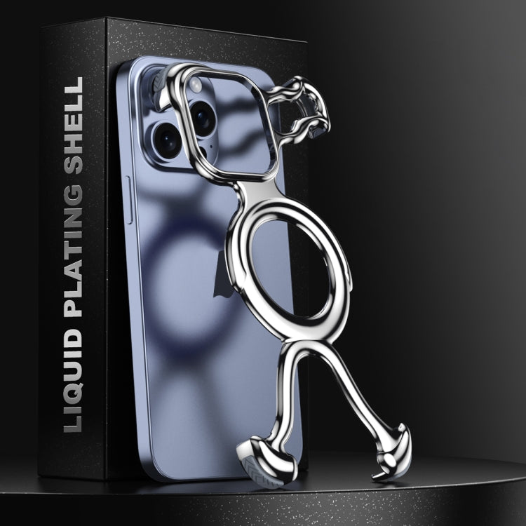 For iPhone 15 Pro Max Liquid Plating PC Hollow MagSafe Phone Case