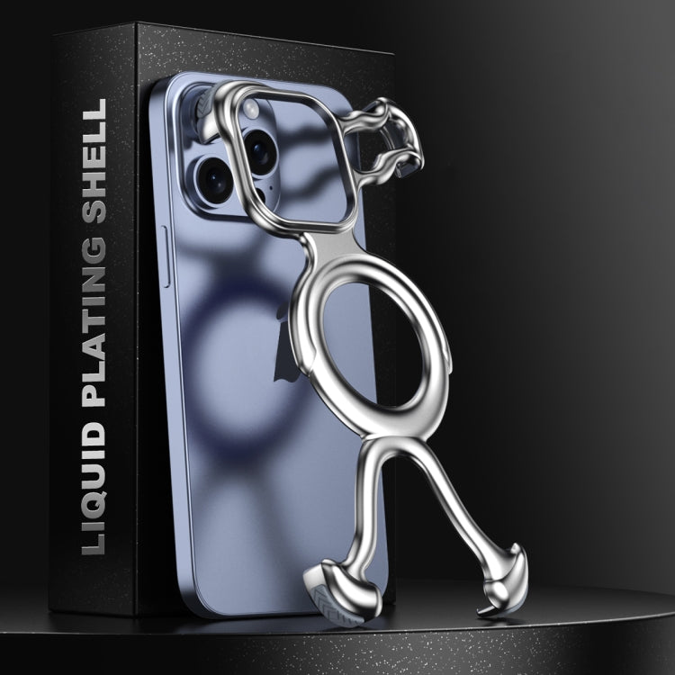 For iPhone 15 Pro Max Liquid Plating PC Hollow MagSafe Phone Case
