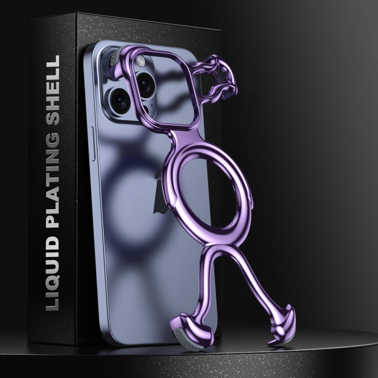 For iPhone 13 Pro Max Liquid Plating PC Hollow MagSafe Phone Case