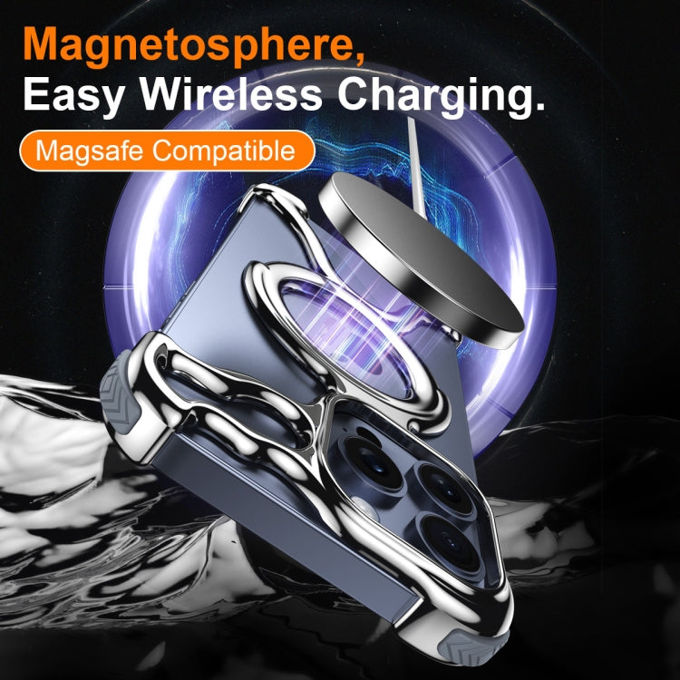 For iPhone 14 Pro Liquid Plating PC Hollow MagSafe Phone Case
