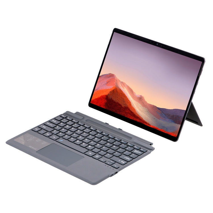 For Microsoft Surface Pro 11 / Pro 10 2089A Wireless Bluetooth Keyboard Leather Case with Touchpad - Grey