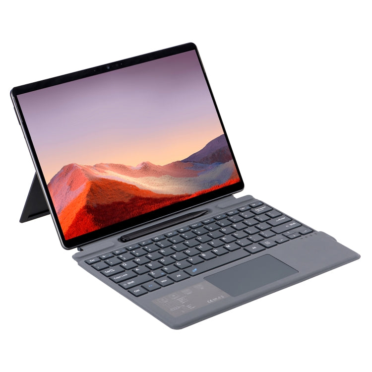 For Microsoft Surface Pro 11 / Pro 10 2089A Wireless Bluetooth Keyboard Leather Case with Touchpad - Grey