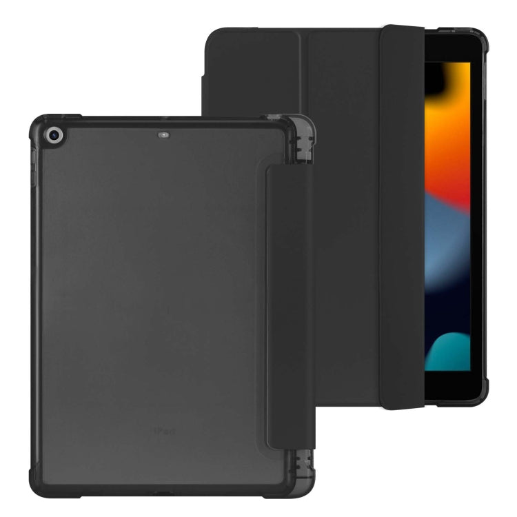 For iPad 10.2 2021 / 2020 / 2019 Tri-fold Holder TPU Cover Frosted Leather Smart Tablet Case withh Pen Slot