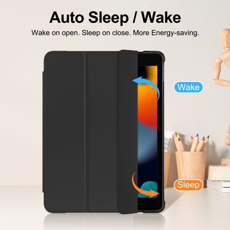 For iPad 10.2 2021 / 2020 / 2019 Tri-fold Holder TPU Cover Frosted Leather Smart Tablet Case withh Pen Slot