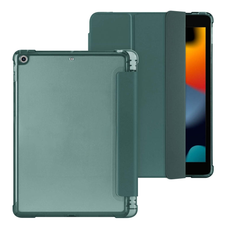 For iPad 10.2 2021 / 2020 / 2019 Tri-fold Holder TPU Cover Frosted Leather Smart Tablet Case withh Pen Slot