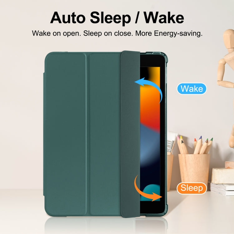 For iPad 10.2 2021 / 2020 / 2019 Tri-fold Holder TPU Cover Frosted Leather Smart Tablet Case withh Pen Slot