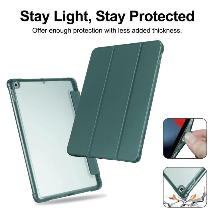 For iPad 10.2 2021 / 2020 / 2019 Tri-fold Holder TPU Cover Frosted Leather Smart Tablet Case withh Pen Slot