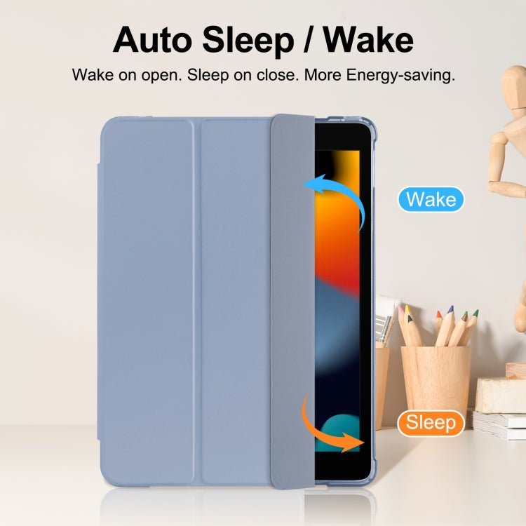 For iPad 10.2 2021 / 2020 / 2019 Tri-fold Holder TPU Cover Frosted Leather Smart Tablet Case withh Pen Slot
