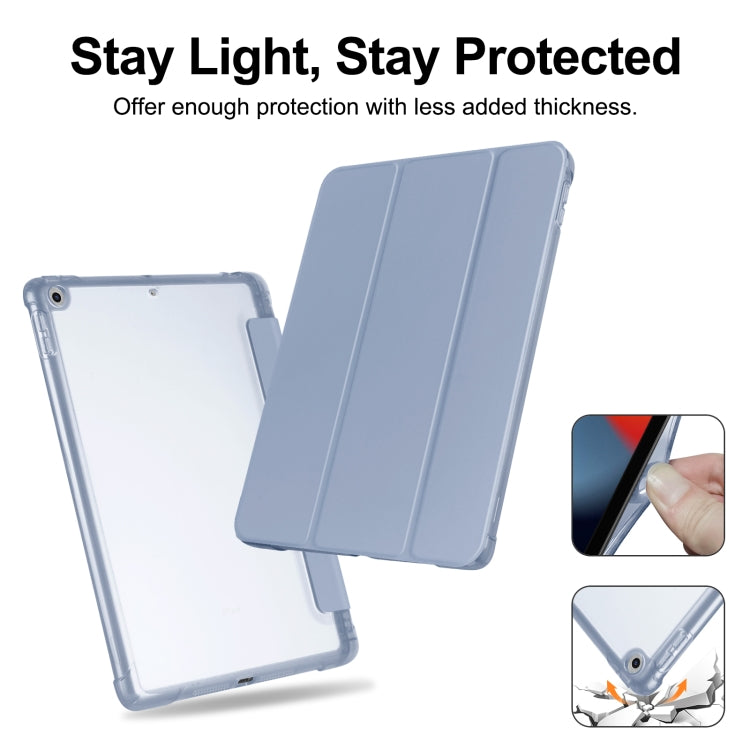 For iPad 10.2 2021 / 2020 / 2019 Tri-fold Holder TPU Cover Frosted Leather Smart Tablet Case withh Pen Slot